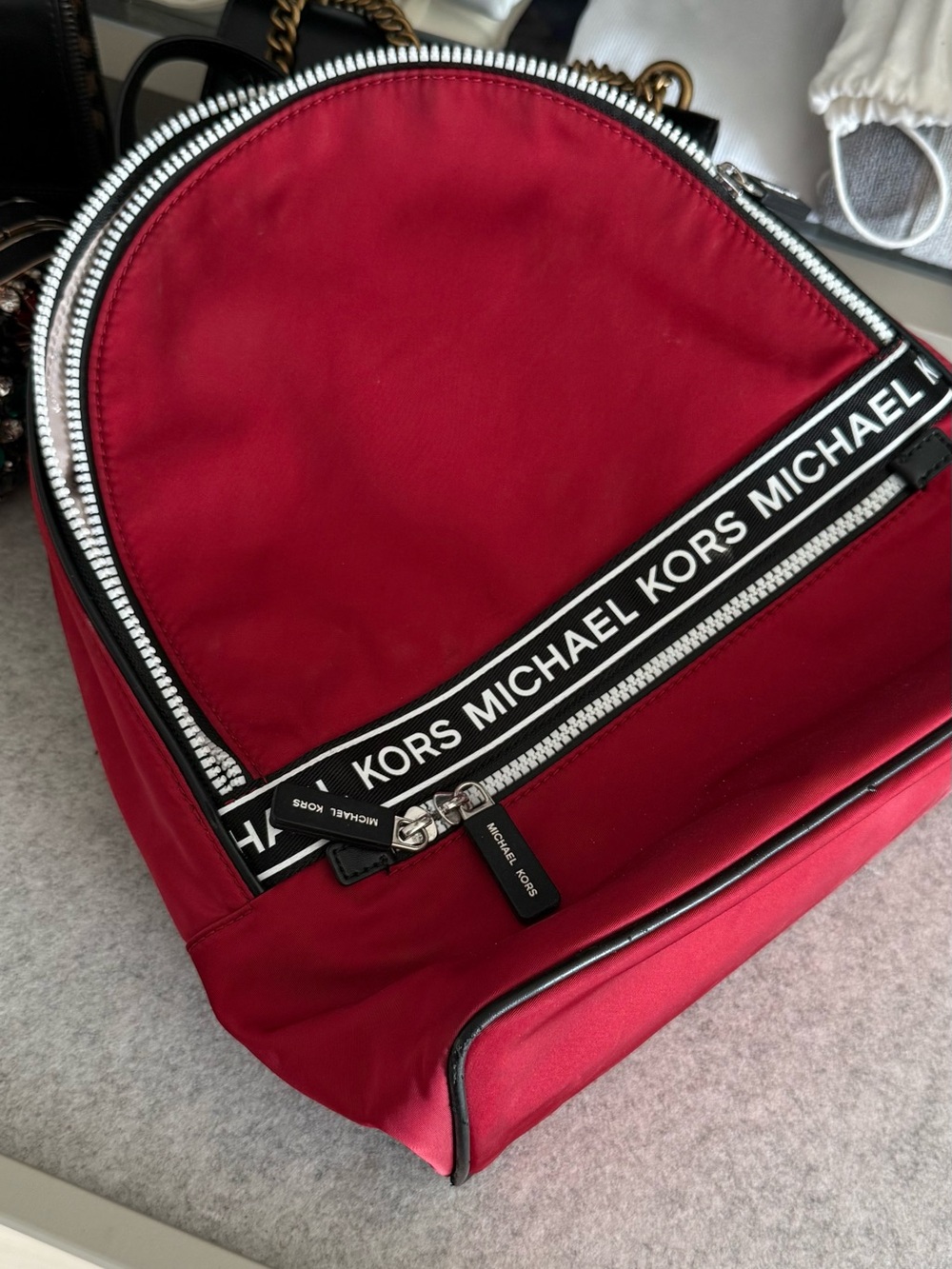 Michael Kors Red Backpack - Signature Logo Accent